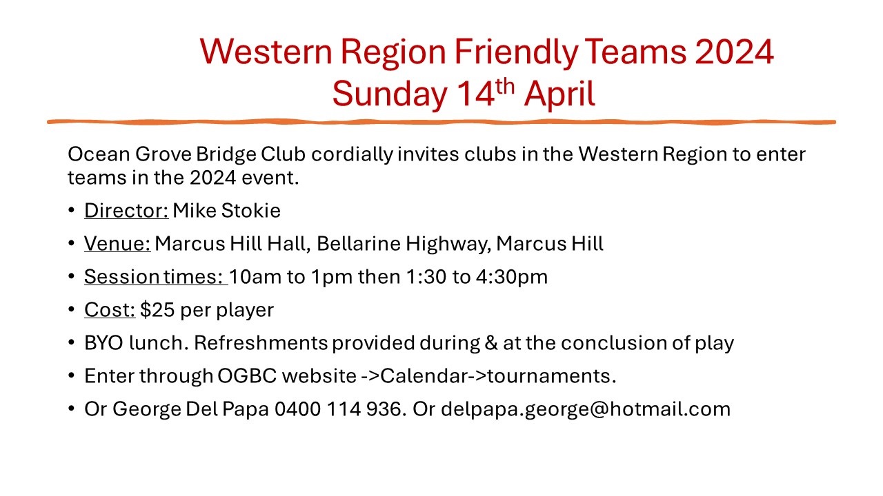 Western Region Friendly Teams